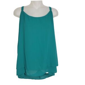 Studio Y Womens Top Large Green Y Racer Back Beaded Sequins Lined Sleeveless